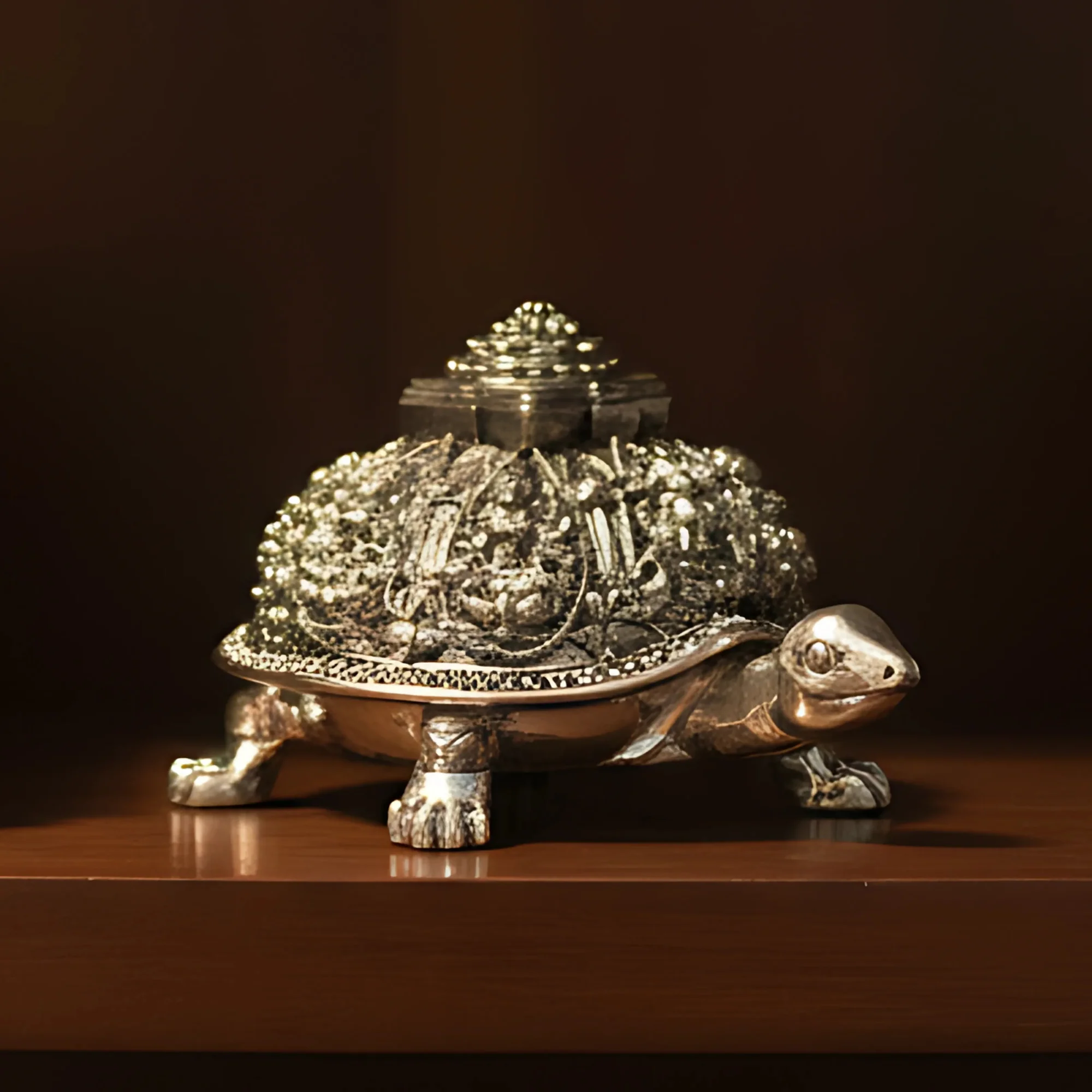 Ashta Lakshmi Tortoise | Pure Sliver Plated | Vastu Home Decor for Pooja Room & Mandir & Office | 3.5 Inch Turtle Showpiece for Prosperity & Good Luck