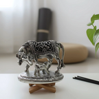 Pratima Ghar | 999 Pure Silver Plated Kamdhenu Cow | Vastu Home Decor | Symbol of Prosperity & Abundance | Auspicious Religious Gift for Pooja Room & Mandir & Office