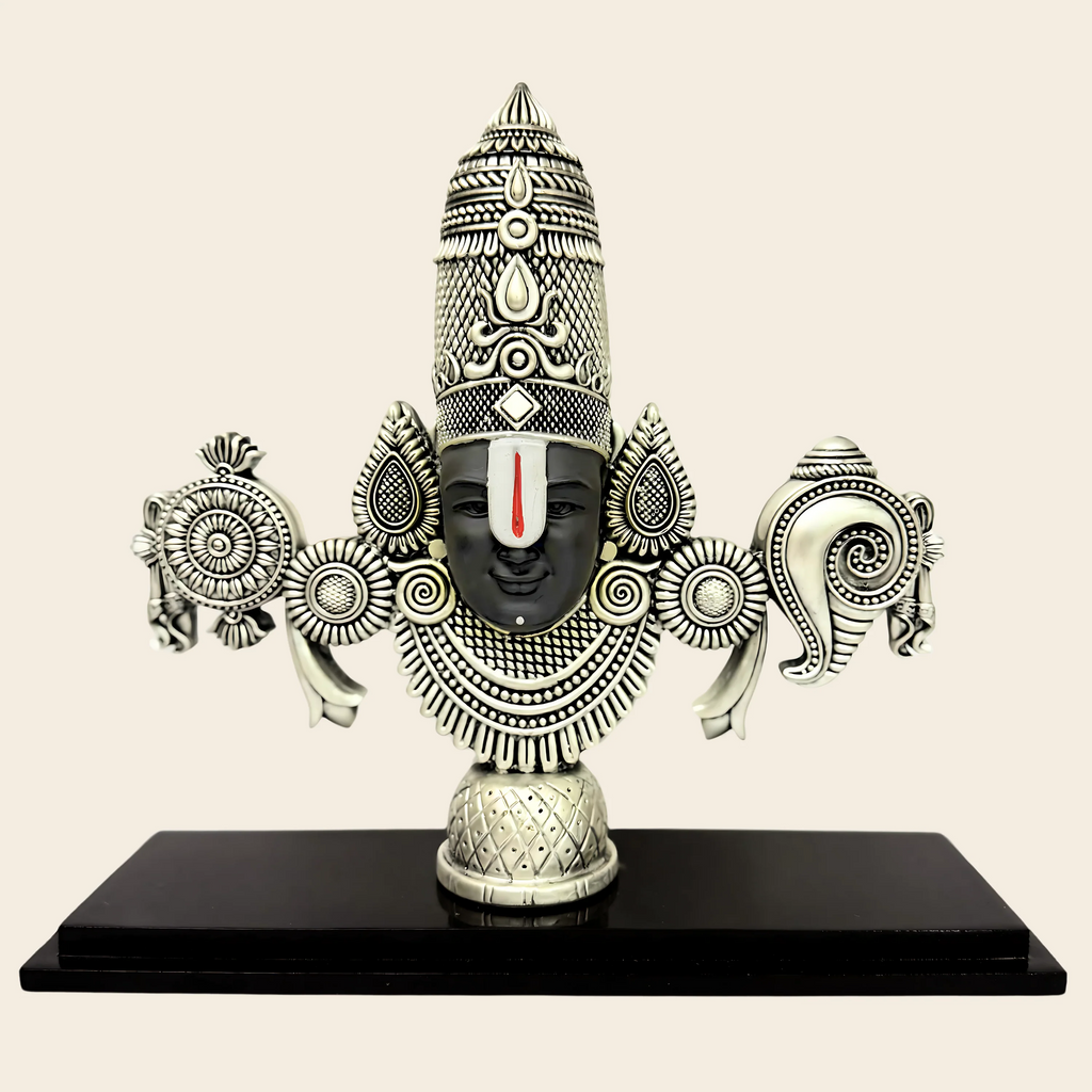 Pratima Ghar 999 Silver Plated Balaji Statue | Divine Vastu Table Decor for Pooja Room & Prayer Room | Auspicious Lord Venkateswara Idol & Religious Gifting Item