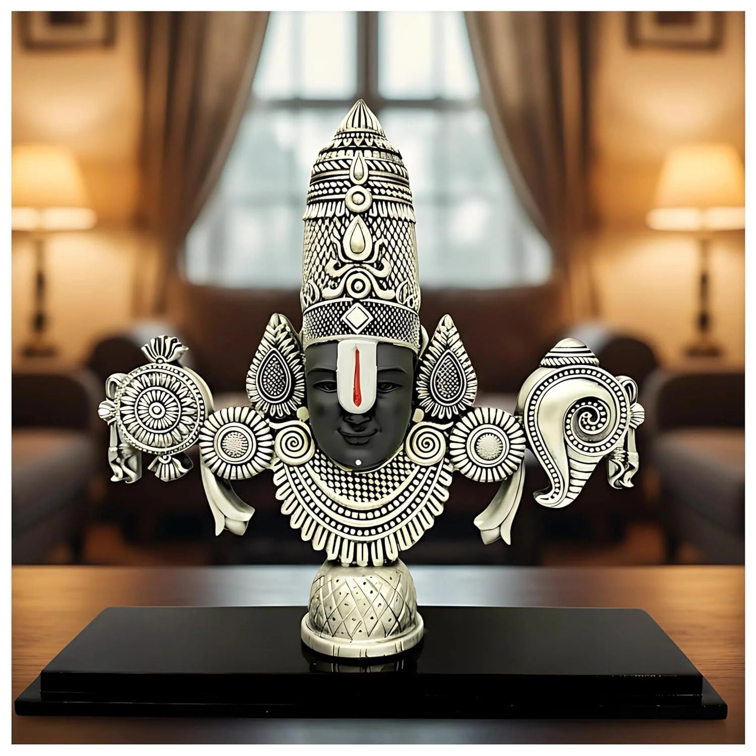 Pratima Ghar 999 Silver Plated Balaji Statue | Divine Vastu Table Decor for Pooja Room & Prayer Room | Auspicious Lord Venkateswara Idol & Religious Gifting Item