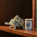 Ashta Lakshmi Tortoise | Pure Sliver Plated | Vastu Home Decor for Pooja Room & Mandir & Office | 3.5 Inch Turtle Showpiece for Prosperity & Good Luck